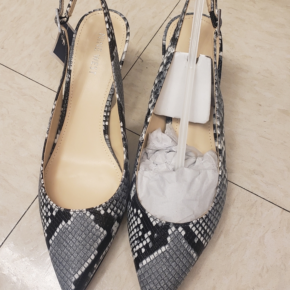 Ninewest snakeskin slingback